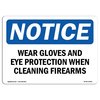 Signmission OSHA Sign, Wear Gloves And Eye Protection When Cleaning, 18in X 12in Decal, 18" W, 12" H, Landscap OS-NS-D-1218-L-19006